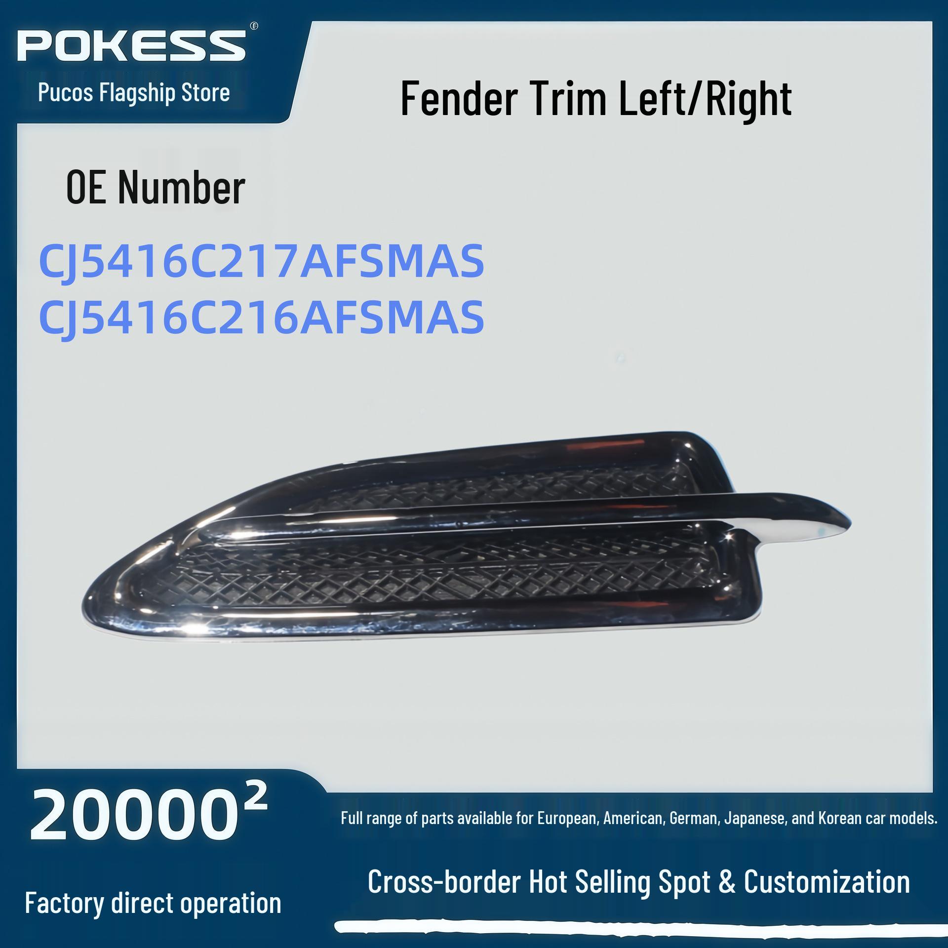 EcoSport 2013 Left/Right Fender Trim CJ5416C217AFSMAS (Compatible with CJ5416C216AFSMAS) Fender Trim Left