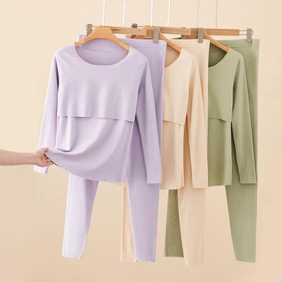Thermo-Pyjama-Set für Schwangerschaft und Postpartum: German Velvet Herbst/Winter Umstandsmode mit Stillzugang