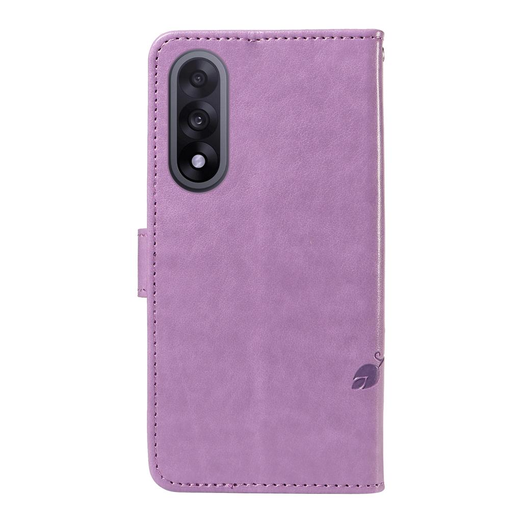 For OnePlus Nord 5 5G/OnePlus Ace 5 Ultra 5G PU Leather Cases Flower Pattern Wallet Stand Phone Cover with Strap -  Light Purple