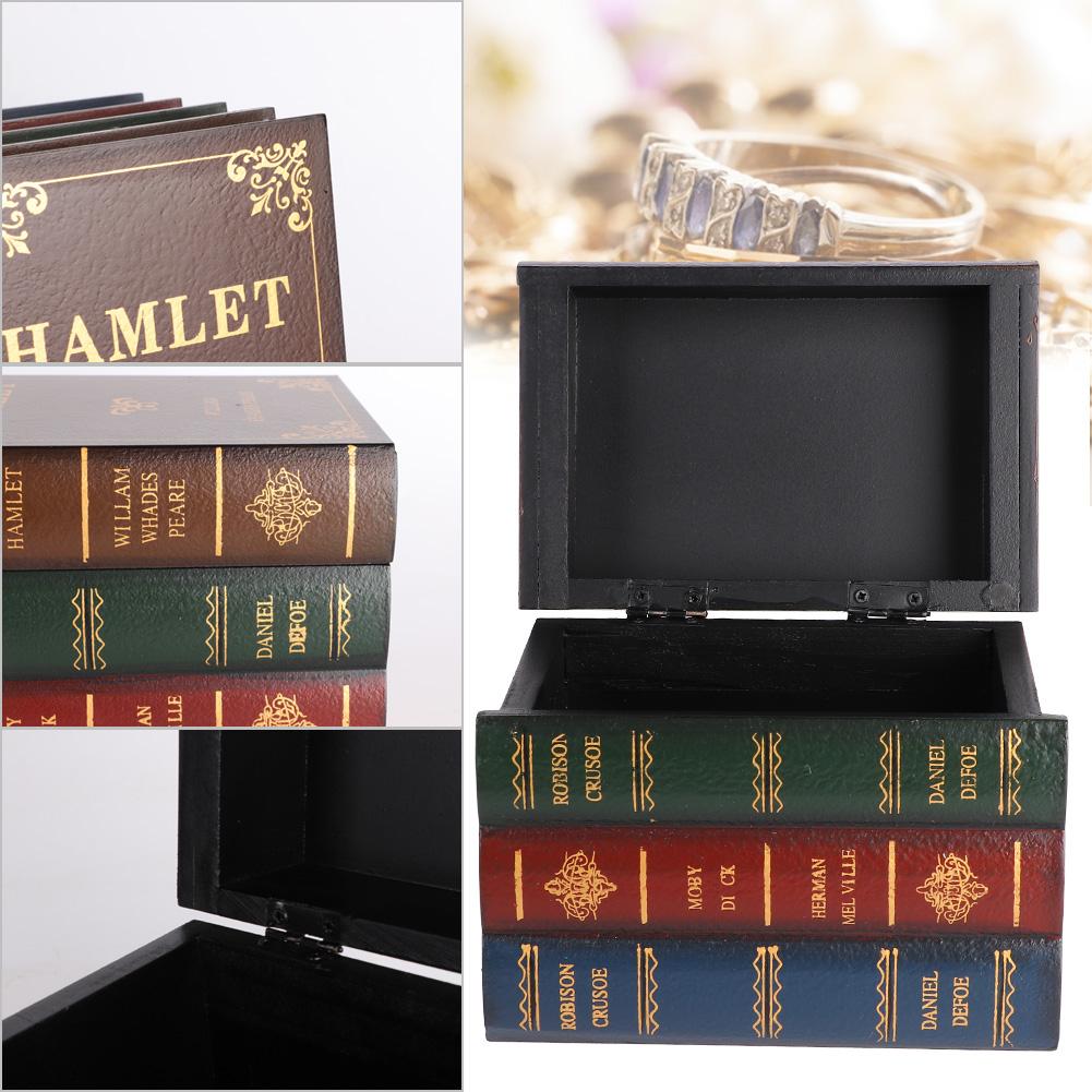 Vintage Simulation Book Shape Storage Box Jewelry Container Holder Decoration(Large Size)