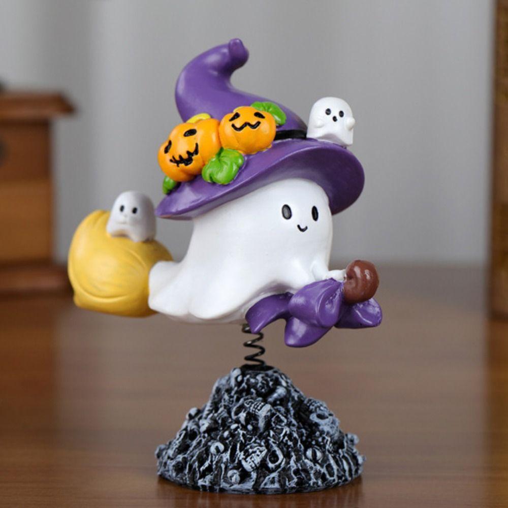 Resin Ghost Art Sculpture Cartoon Ghost Figurine Ornament Halloween Ghost Statue  Bookshelf