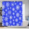 Snowflake Shower Curtain Blue White Bathroom Decor Winter Christmas Print Waterproof Washable Polyester Fabric Decoration Shiny