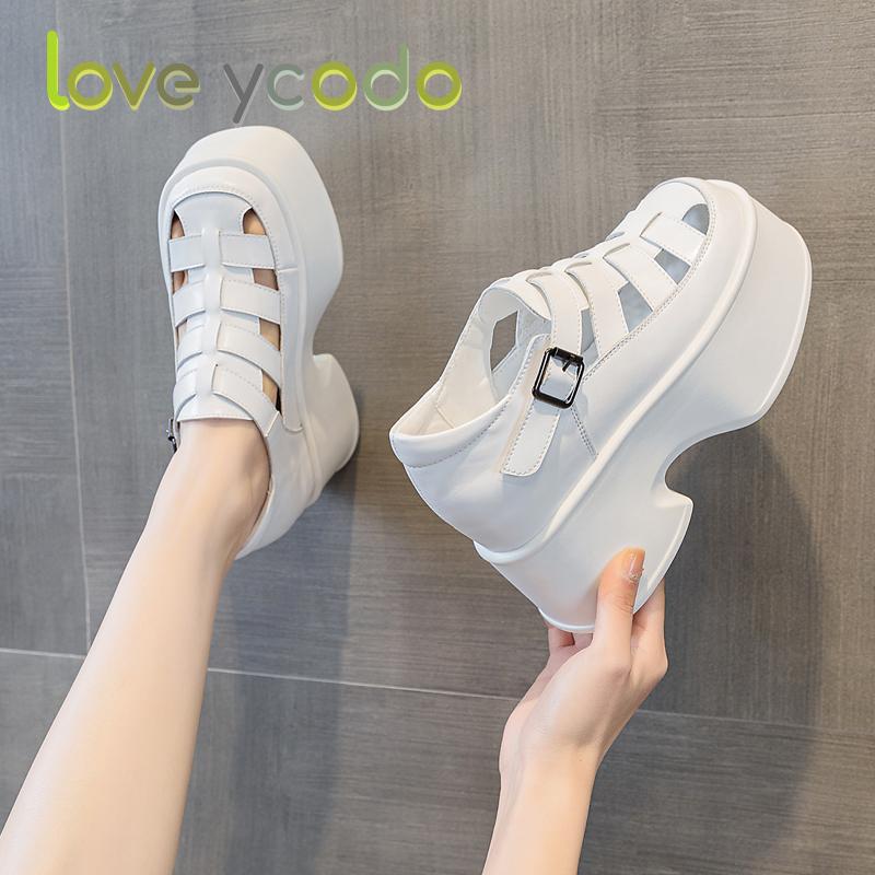 love ycodo Επώνυμα γυναικεία και φοιτητικά καλοκαιρινά σανδάλια από φυσικό δέρμα με χοντρές σόλες