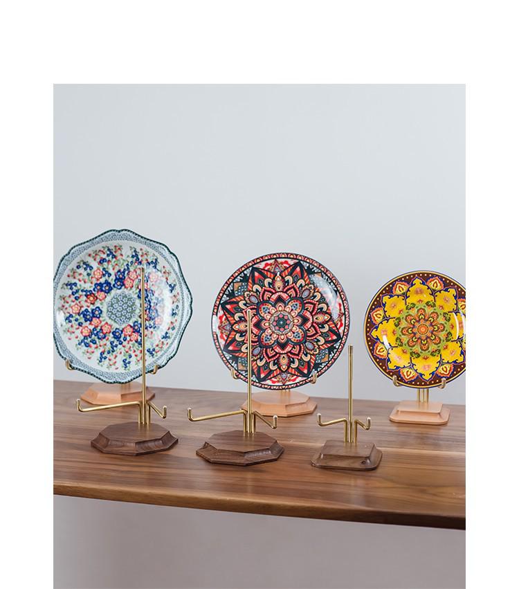 Solid Wood Plate Stand & Porcelain Holder Display Rack for Ornaments, Puer Tea Cakes