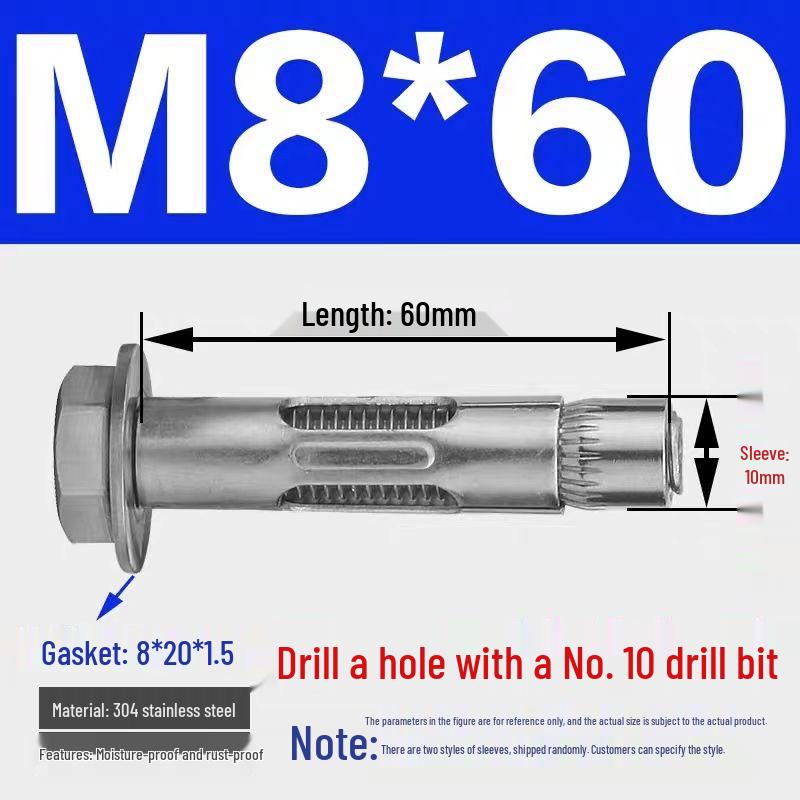 Stainless Steel Expansion Bolt with External Hex & Built-in Hole