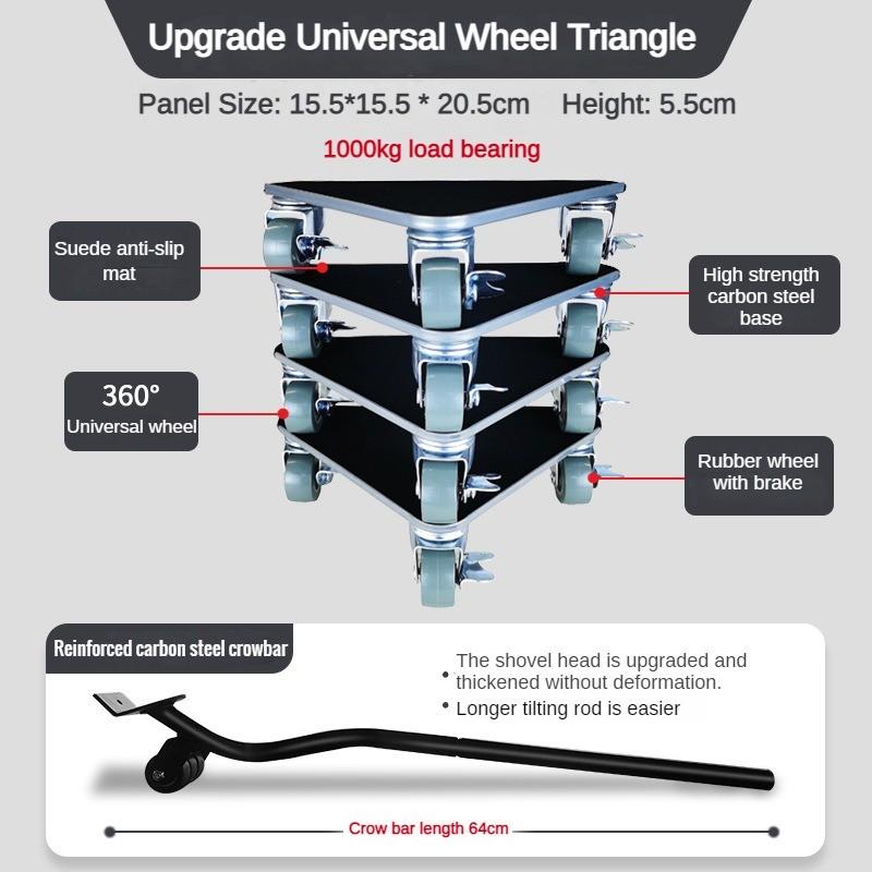Household Moving Universal Wheel Furniture Lifter Mover 360° Rotation Heavy Object Transport Tools Set