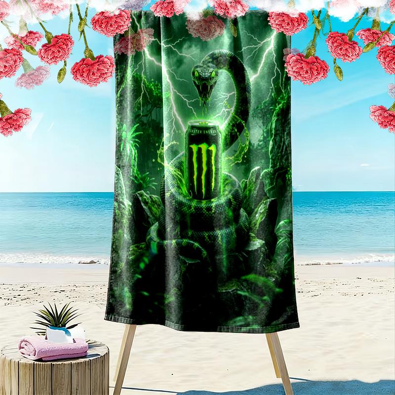 Monster Energy Drink Up Adventures Beach Towel Portable For Travel Beach Towel For Vacation Photos Absorbent Bath Towel Quickdrying Swim Towel
