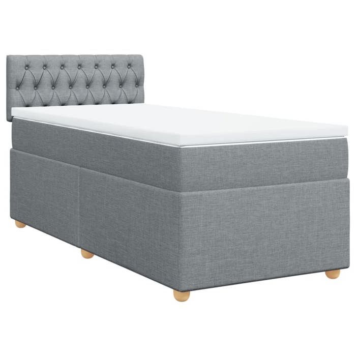 Maison Exclusive - Sommier à lattes de lit avec matelas Gris clair 90x200 cm Tissu