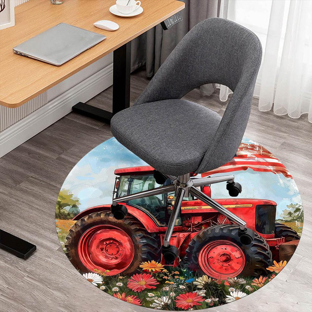 1PC Tractor Flag Office Round Area Rug, Under Office Chairs Bedroom Living Room Home Decor,Carpet for Office, -1110171