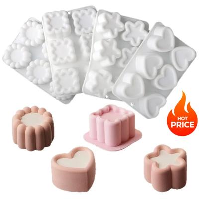 Silicone Molds for Baking, Flower Heart Star Shape Chocolate Mousse Cake Molds, Reusable Pastry Dessert Cups, Wedding Cake