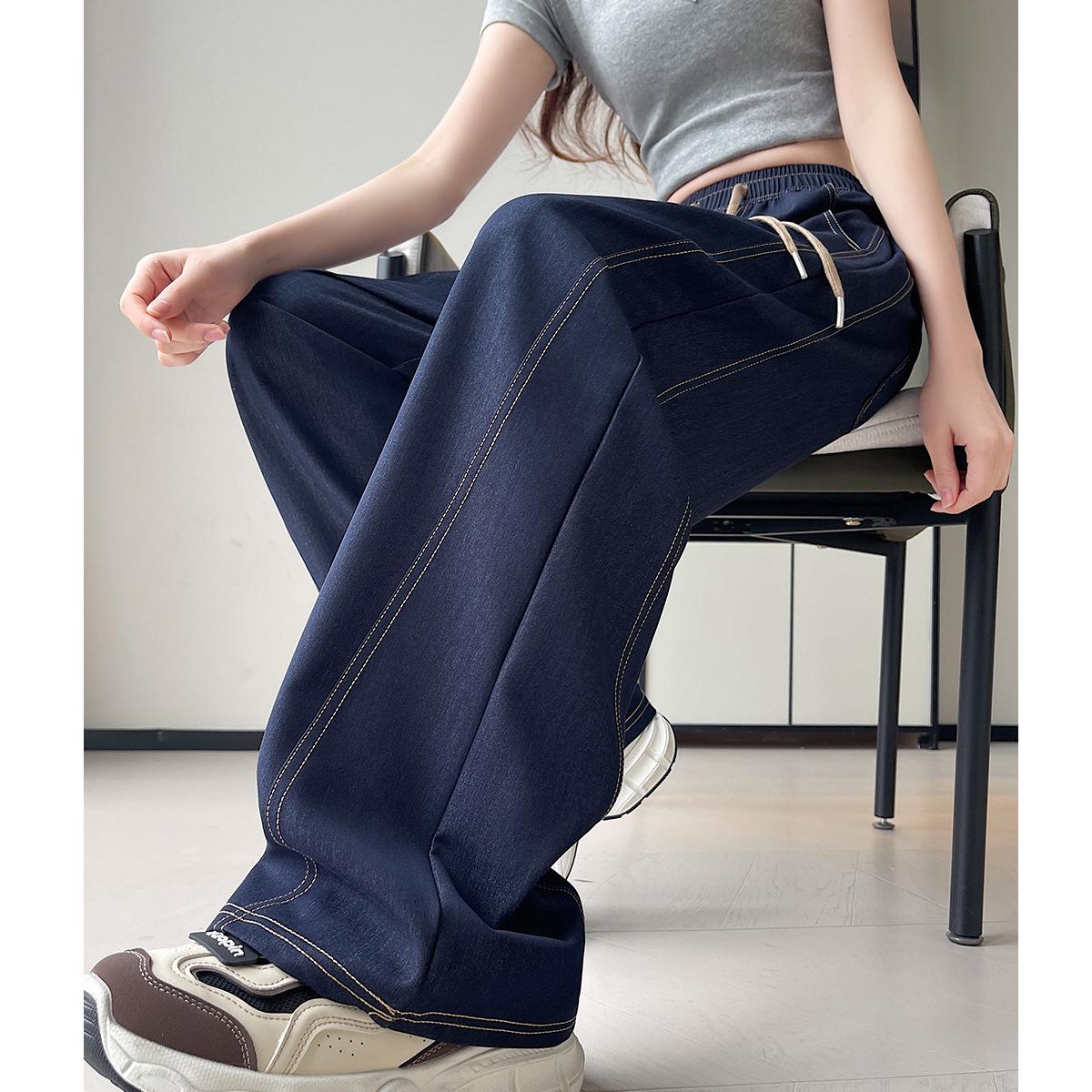 Spring 2026 Women s High Waist Wide Leg Tencel Denim Jeans Large