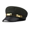Cotton Sailor Cap Gold Band Flat Top Beret Vintage Captain Hat  For Men Women