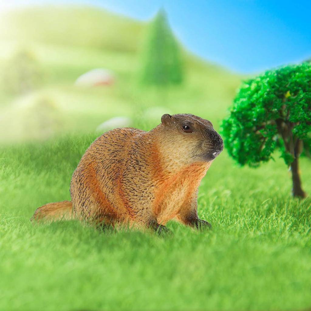 LIFKOME Groundhog Figurine Realistic Wildlife Model Animal Collectible Statue Simulation Groundhog Ornament for Desktop Cake Topper Bookshelf Garden
