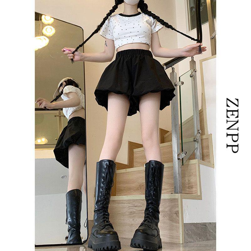 

Cloud Flower High Waist Fluffy Shorts: Women s 2026 Versatile Casual Wide-Leg Lantern Pants Small