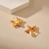 Open Design Five Pointed Star Stud Earrings Vintage 3d Carved 18k Gold Plated Earrings