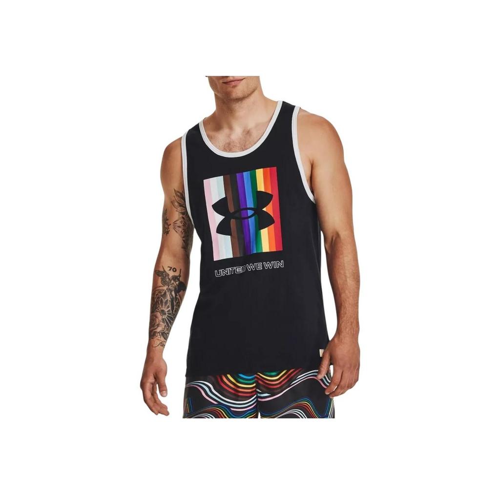 Under Armour Rainbow Logo Pattern Round Neck Sleeveless Vest Men Tops Black 1378900-001