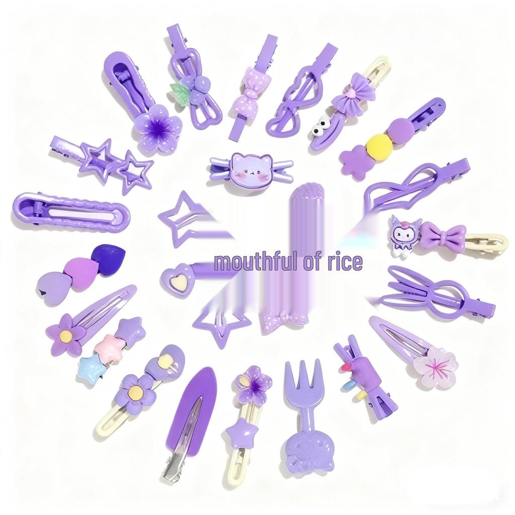 Set of 50 Pink Cute Hair Clips – Sweet Girly Bangs Clips, Japanese Cartoon Hair Accessories