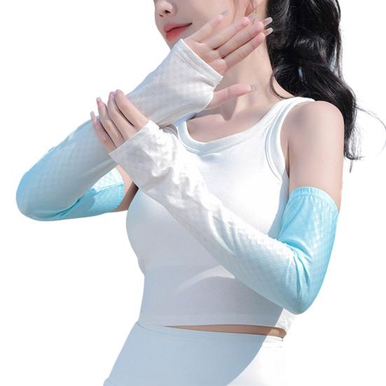 Checkered Sun Protection Sleeves, Cooling Arm Sleeves with Thumb Hole, UV Protection Sleeves for Women Summer Cycling Driving