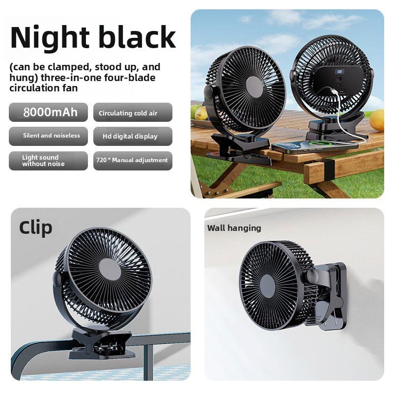 

Strong Wind 8-inch Strong Wind Student Dormitory Kitchen Office Camping Outdoor Long Battery Life USB Rechargeable Clip-on Fan