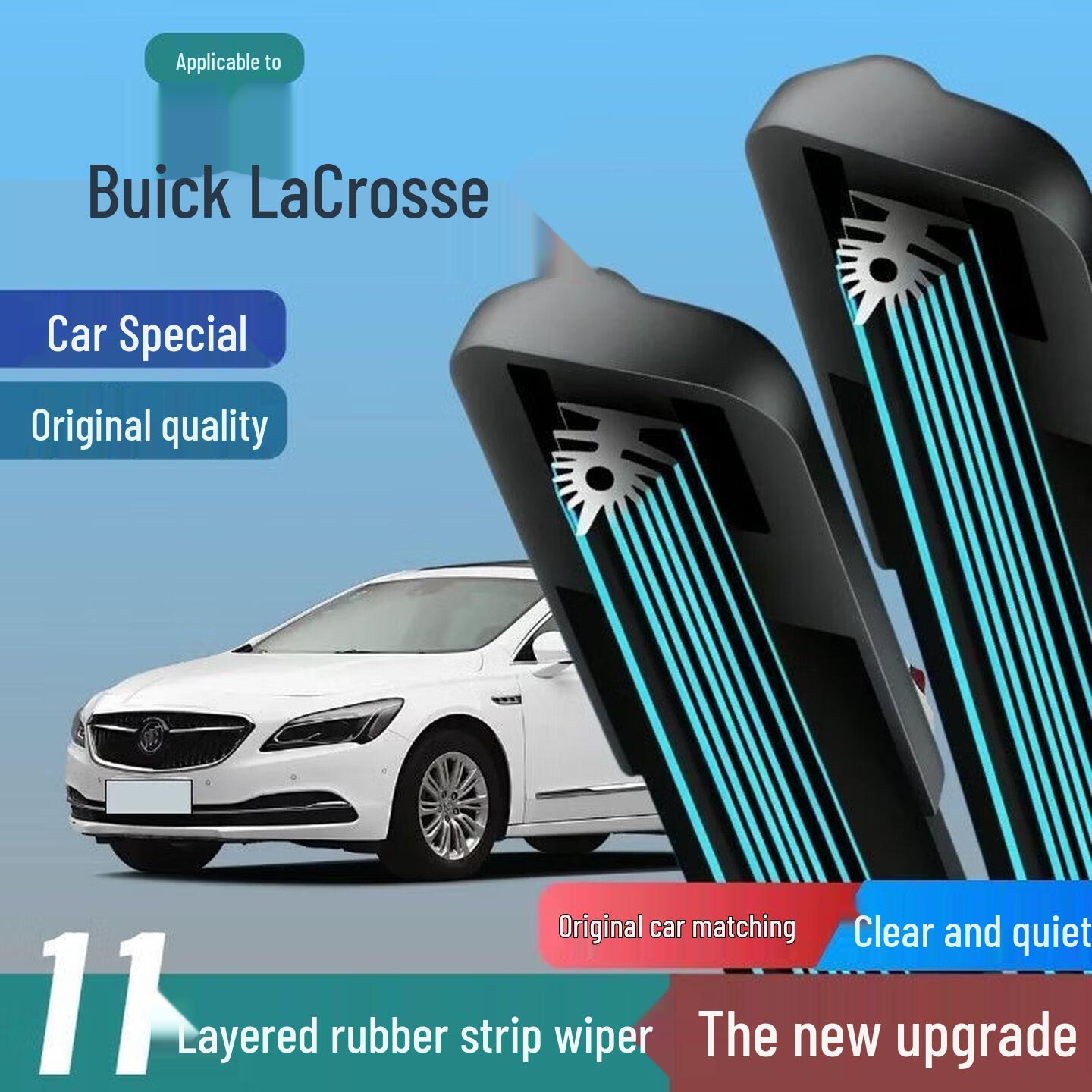 11-Layer Rubber Strip Buick LaCrosse Wipers - Silent, High-Definition, Frameless Front  Rear Window Compatibility Front Pair + Buick LaCrosse 2009-2014