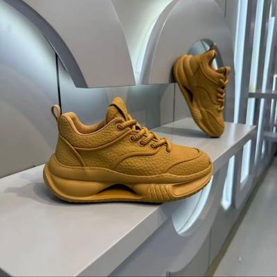 New Designer Men Casual Sport Running Shoes Genuine Leather Chunky Sneakers Street Cool Thick-soled Athletic Shoes
