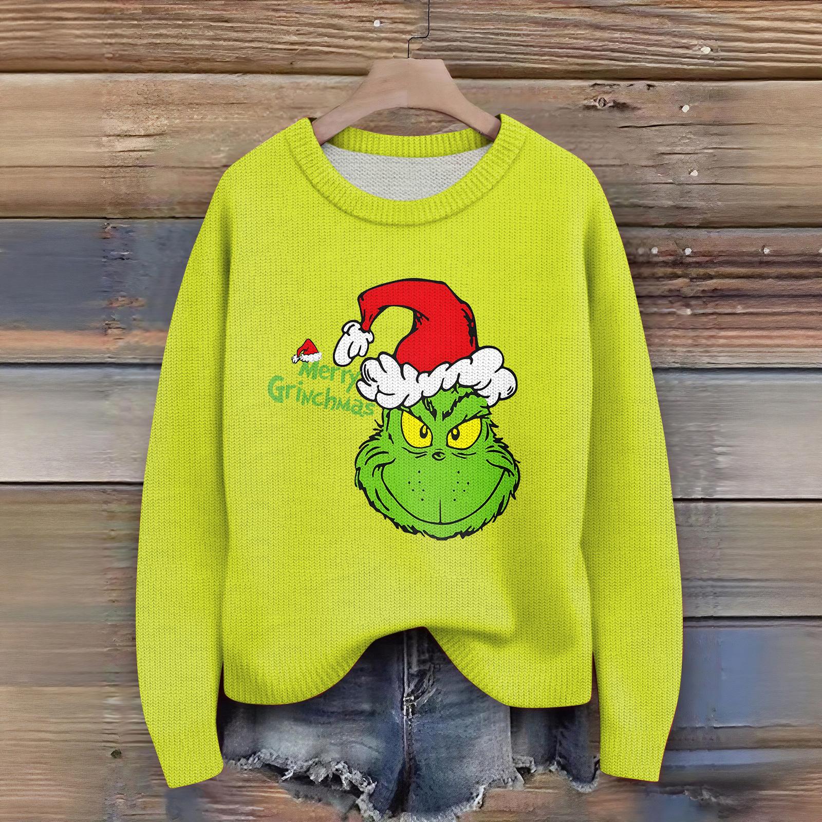 

Женский кардиган с рождественским принтом, с длинным рукавом, с круглым вырезом, вязаный топ M