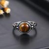 Bague Vintage Cuivre Sable Étoilé, Pierre Précieuse Étoilée Ronde & Anneau Sculpté, Bijoux Mode Bohème pour Femmes Transfrontalier