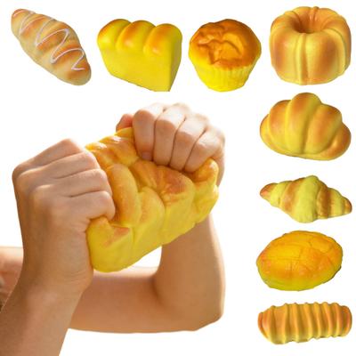 Bread Stress Relief Toy Realistic Bread Squeeze Toy Soft Elastic Toast Croissant Fidget Toy for Adults Teens Anxiety Relief
