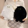 30cm Cute Chubby Cat Plush Toy White Black Pet Cat Doll Soft Material Stuffed Animal Kitten Doll Companion Doll Birthday Gift Present