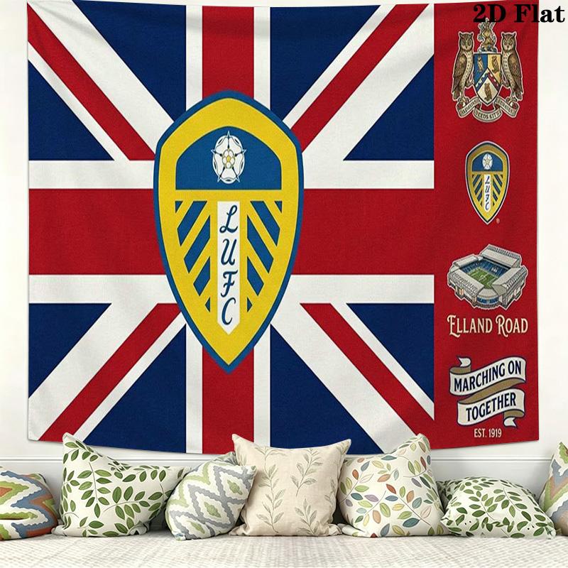 Leeds United Logo Wall Tapestry Aesthetic Wall Hanging Printed Fabric Blanket Decorative Tapestries for Bedroom Living Room Home Decor