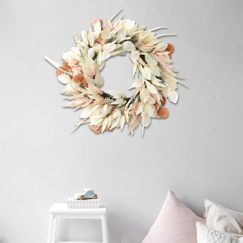 Artificial Ear of Rice Wreath Thanksgiving Holiday Wreath Artificial Flower Wreath for Door Hallway Garden Farmhouses