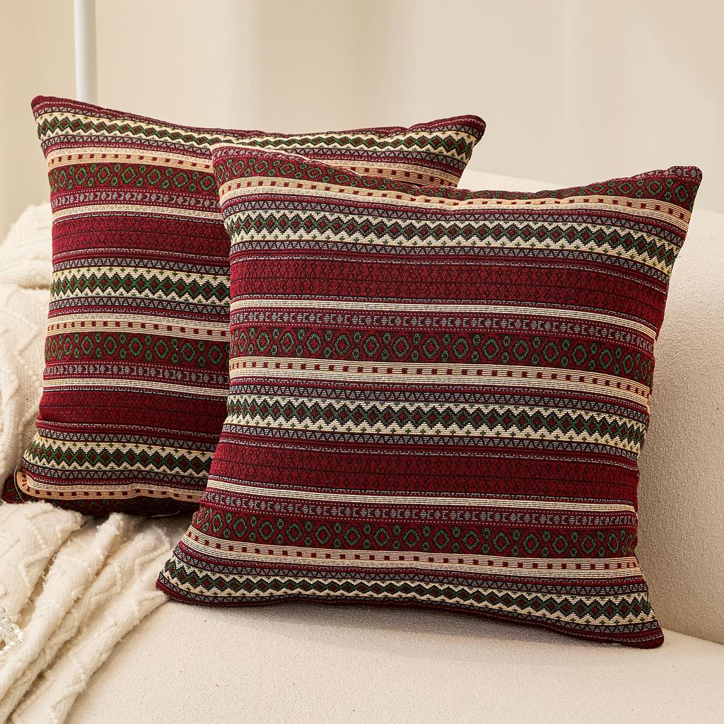 2 buc. Huse de Pernă Stil Boem, Huse Pătrate pentru Pernă Decorativă 45x45cm, Huse de Pernă Decorative Stil Fermă, Husă Jacquard pentru Tăblia Patului