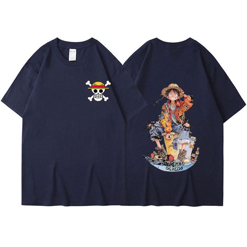Anime ONE PIECE Mens Summer T-shirt Kawaii Harajuku Manga Graphic Tops Tees Shirt Cotton Casual Cartoon Short-Sleeves Tshirts Streetwear