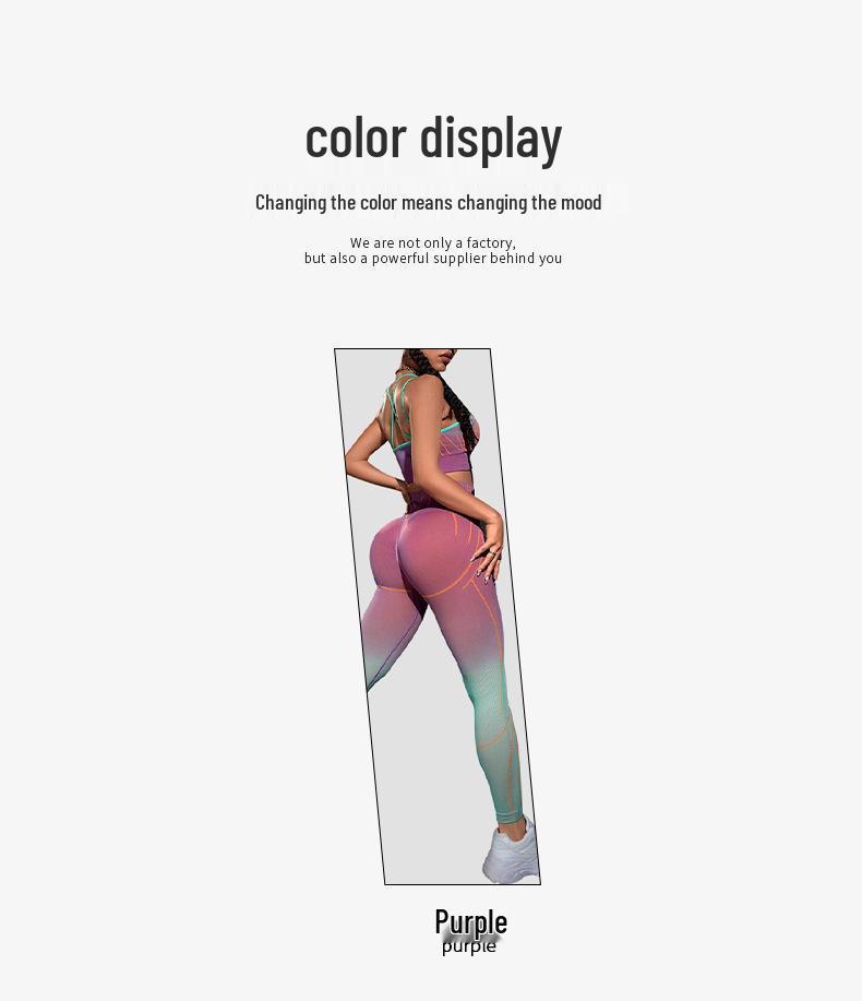 Women's Sexy Gradient Stripe High-Waist Yoga & Fitness Running Suit
