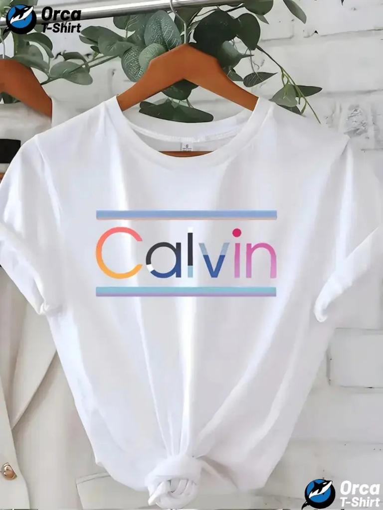 Women'S Casual Short Sleeve T-Shirt, Double-Sided Anime Letter Print Color-Block Design, Comfortable