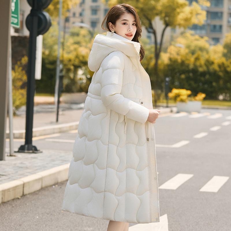 Autumn Winter Thicken Warm Parka Women Casual Solid Color Big Pocket Slim Long Hooded Coat Jackets Outwear