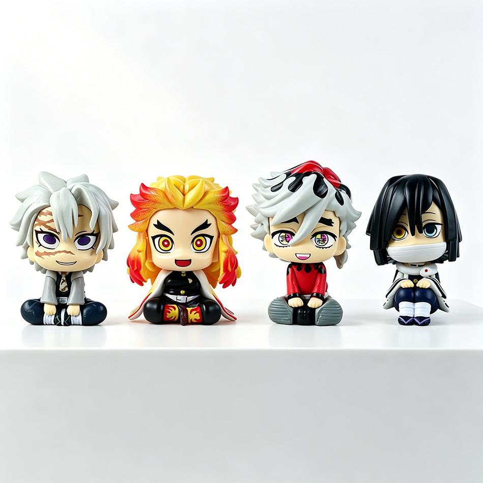10Cm Anime Merch Tanjirou Doma Sanemi Rengoku Obanai Q Version Pvc Collectible Model Toy For Kids Adults Gifts