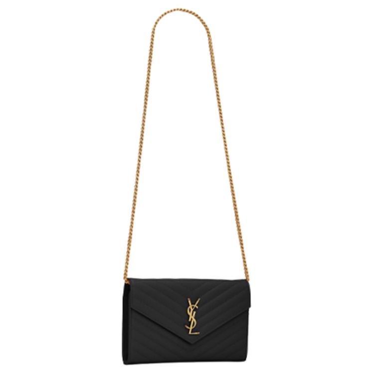 Saint Laurent Medium Matelassé Leather Wallet On Chain Nero Women Shoulder_bags Black 377828-BOW01-1000