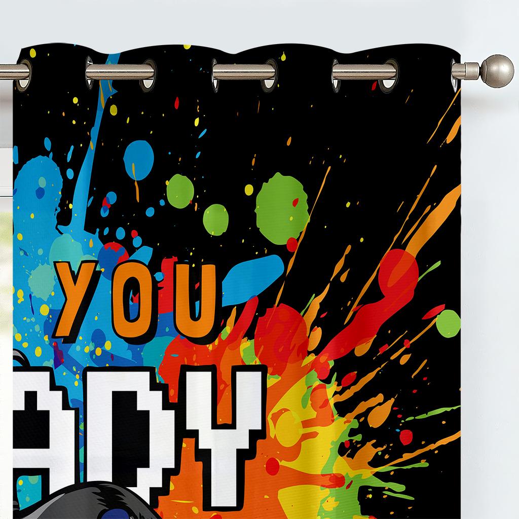 2 Pezzi Tende Stampate con Motivo di Controller di Gioco, Tende Decorative Traslucide per Sala E-Sports Camera da Letto e Soggiorno