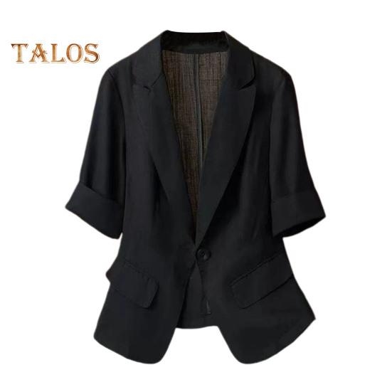 

Женский пиджак с пуговицами и лацканами, однотонное повседневное свободное пальто с рукавами три четверти, тонкий летний костюм, топ для офиса и поездок на работу 2XL чёрный