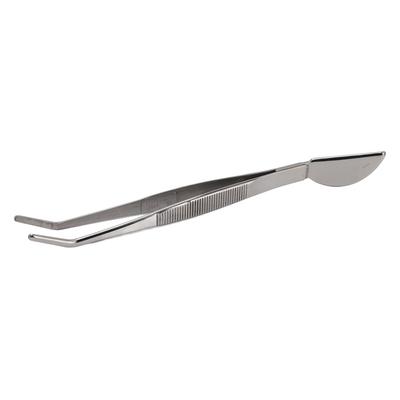 Stainless Steel Bonsai Tweezers Long Tweezers with Crescent Moon Spatula Head for Potted Loosening