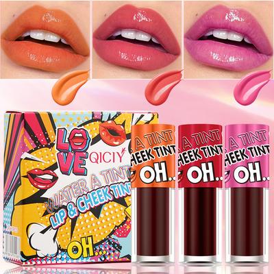 Set Gloss de Buze Colorat 3 Nuanțe Ulei de Buze Gel Hidratant, Hrănitor pentru Buze Pline, Colorant de Buze