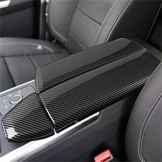 Gloss ABS Carbon Fiber Car Central Storage Box Cover For Benz ML GL 2012-2015