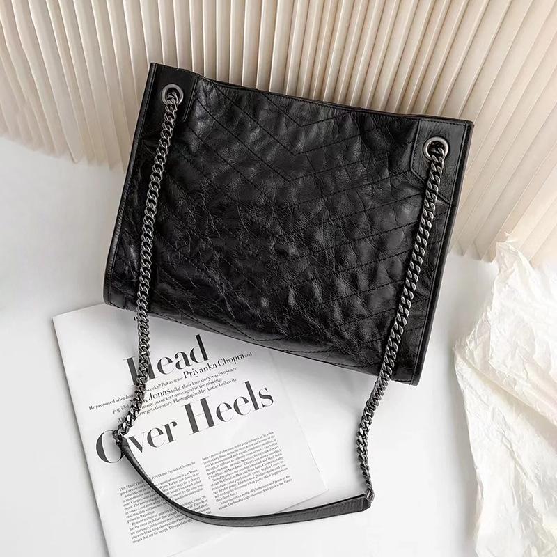 High-end Sense Large Capacity Cowhide Trendy Bag Women's Tote Bag Chain Single Shoulder Women's Bag Handheld Bag