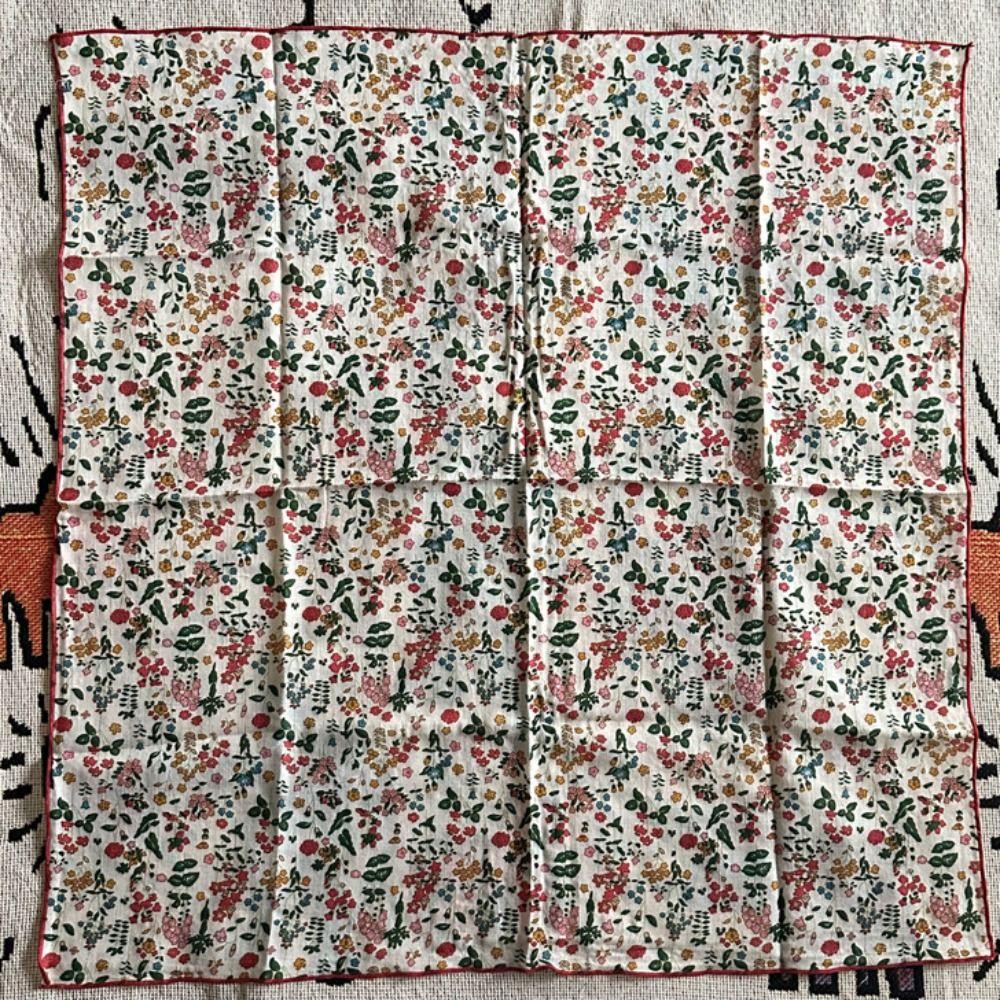Flower Floral Print Silk Scarf Thin Square Handkerchief All-match Printed Scarves Beach