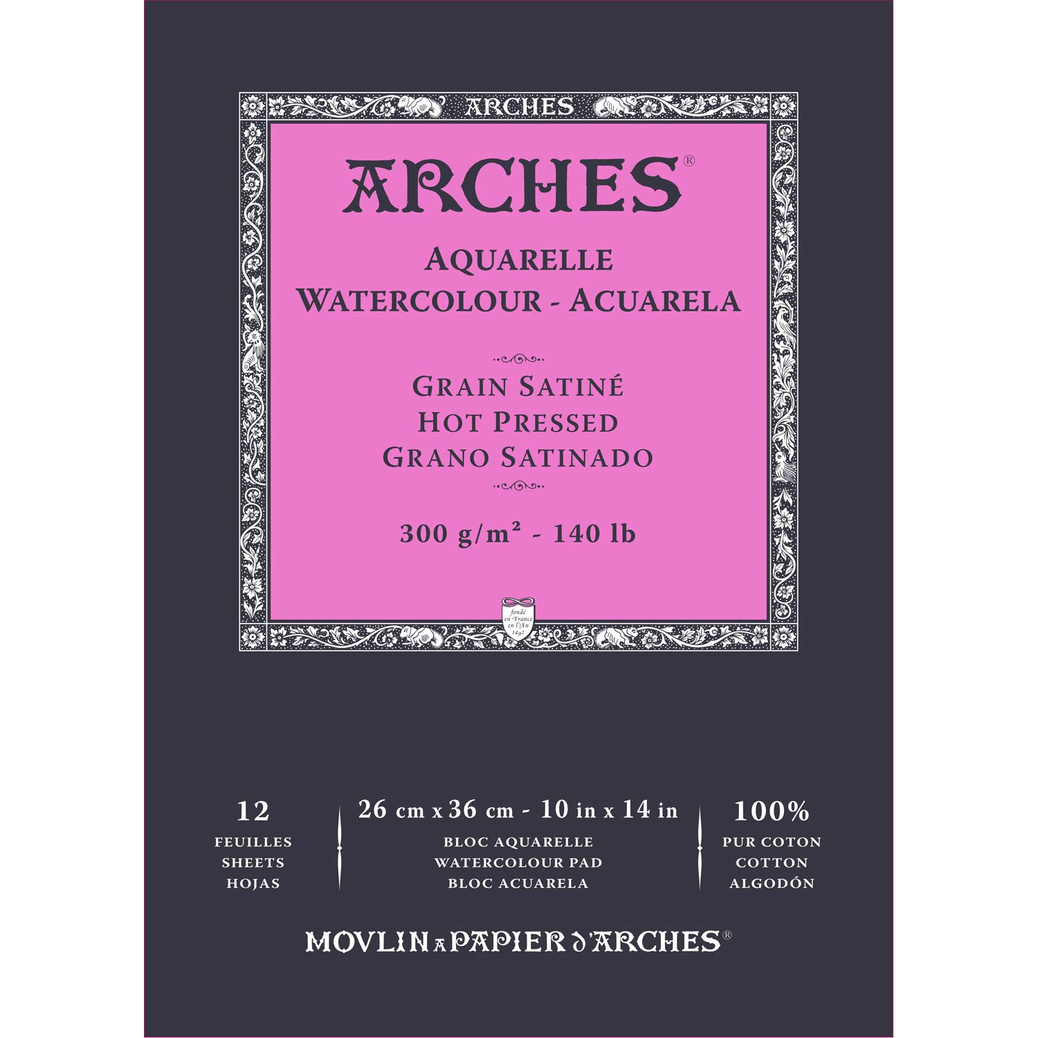 

Arches Watercolor Paper Pad 300g Extra Fine 26X36cm 12 Sheets Natural White (1795098)