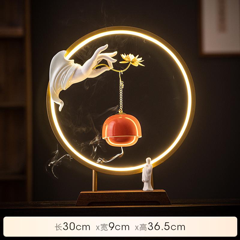 Feng shui Chinese-style Zen-inspired Buddha's hand lotus hanging stove lamp ring decoration, household indoor entrance TV cabine