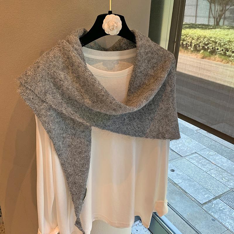 Solid Color Triangular Scarf, Brushed Shawl, Oversized Outer Layer, Autumn and Winter Korean Warm Triangular Scarf, Knitted Scarf