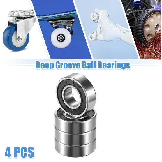 Motoforti 2-8 Pcs 1623-2RS 15.857x34.925x11.112mm Double Rubber Shield Single Row Deep Groove Ball Bearings Silver Tone