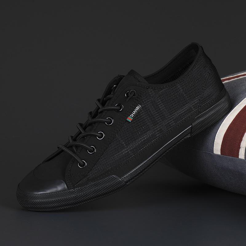 Men's Shoes Spring New Trendy Shoes Korean Version Mesh Breathable Canvas Shoes Low Top One Foot Pedal Shoes Men's Board Shoes